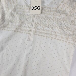 NWT DSG Womens Momentum Seamless‎ 1/4 Zip Pure White Fair Isle Top - Large